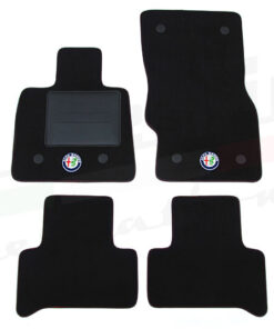 Floor Mats Stelvio Logo Black Red Stitch (FM230BR)